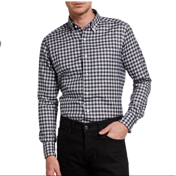NWT Tom Ford Tonal Brushed Check Twill L/S Shirt EU 39 - Picture 2 of 9